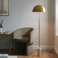 Bemidji Floor Lamp - Brass, White Marble