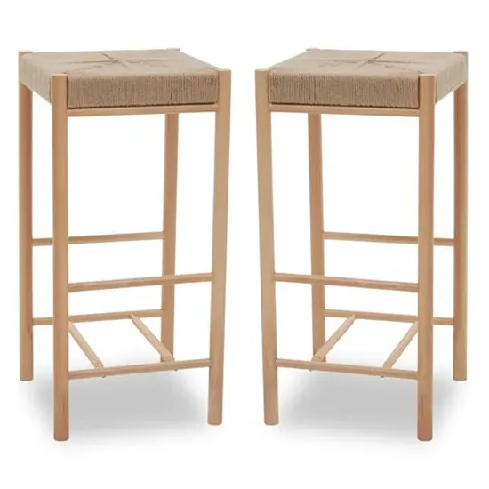 Bender Bar Stools Set of 2 - Natural, Beachwood