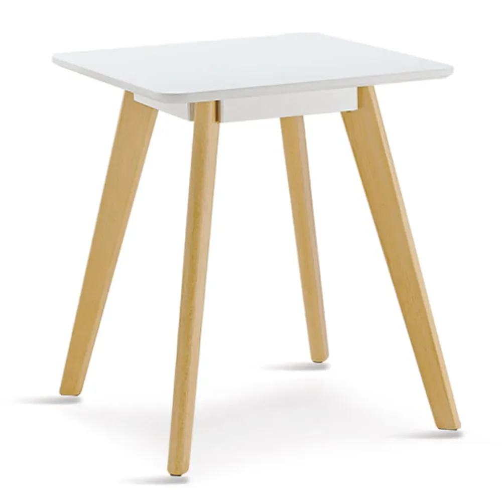 Benecia Square Lamp Table - White, Oak