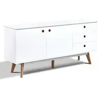 Benecia Wooden Sideboard with 2 Doors and 3 Drawers - White