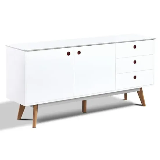 Benecia Wooden Sideboard with 2 Doors and 3 Drawers - White image
