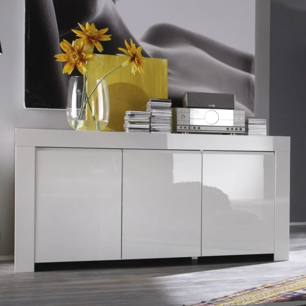 Benetti 3-Door Sideboard - White, High Gloss image