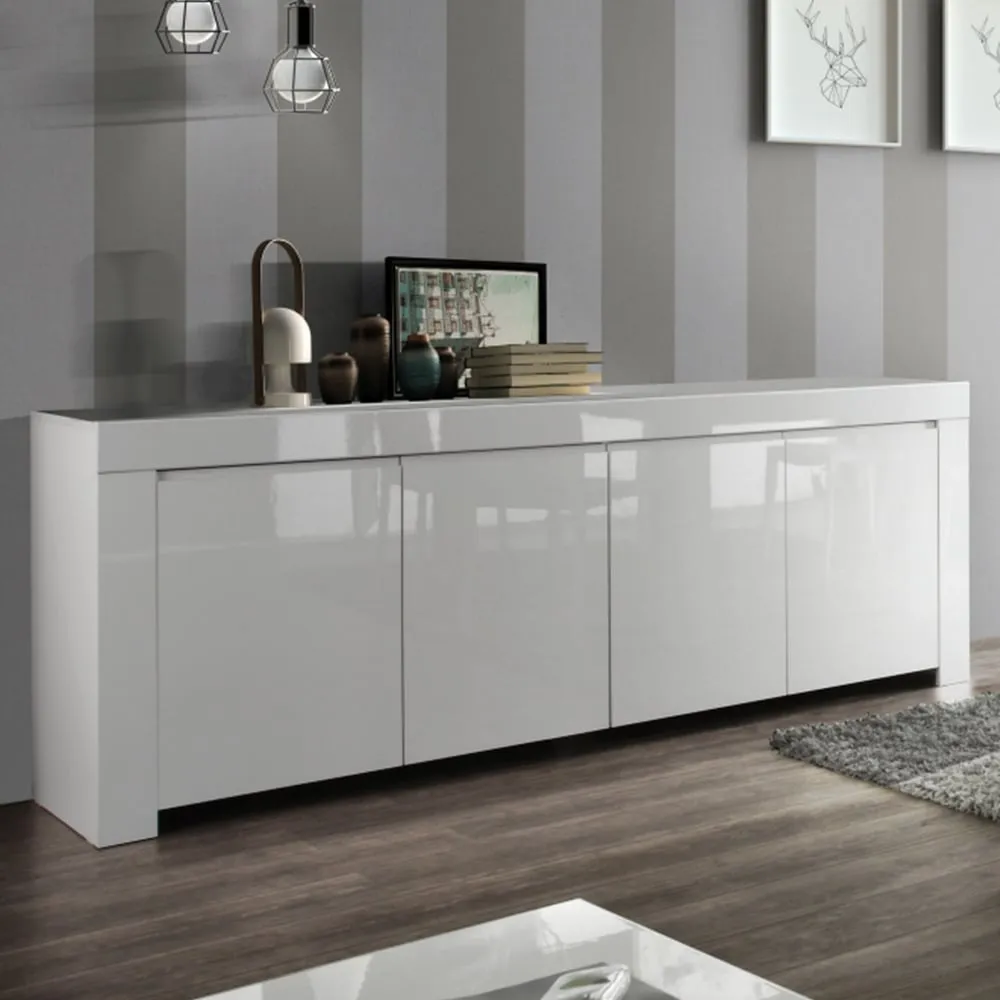 Benetti 4-Door Sideboard - White, High Gloss