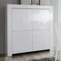 Benetti Highboard with 4 Doors - White, High Gloss