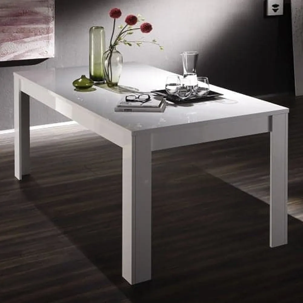 Benetti Rectangular Dining Table - White, High Gloss image
