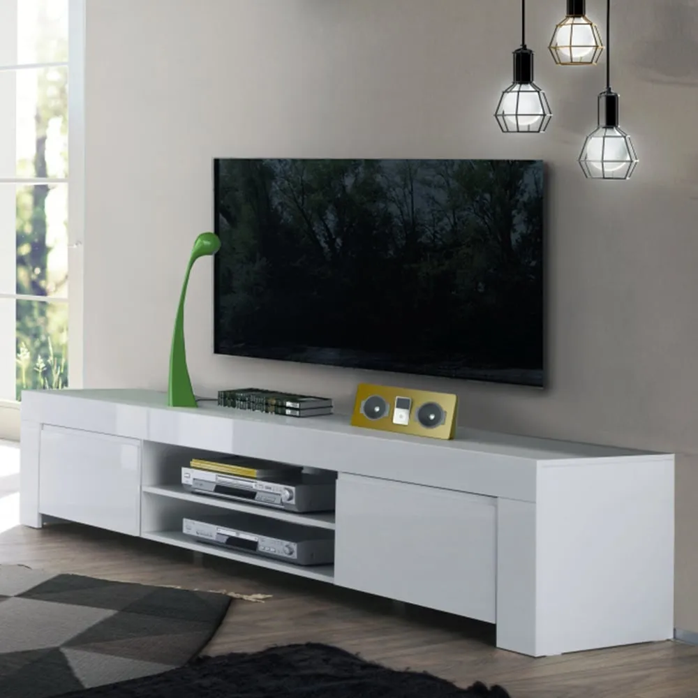 Benetti TV Stand with 2 Doors - White, High Gloss