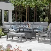 Benoit Aluminium Garden Dining Set with Lounge Chair - Grey alternate view