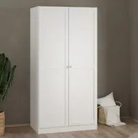 Bensalem 2-Door Wardrobe with Hanging Rail - White