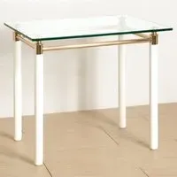 Benson Large Glass Side Table - White, Glass