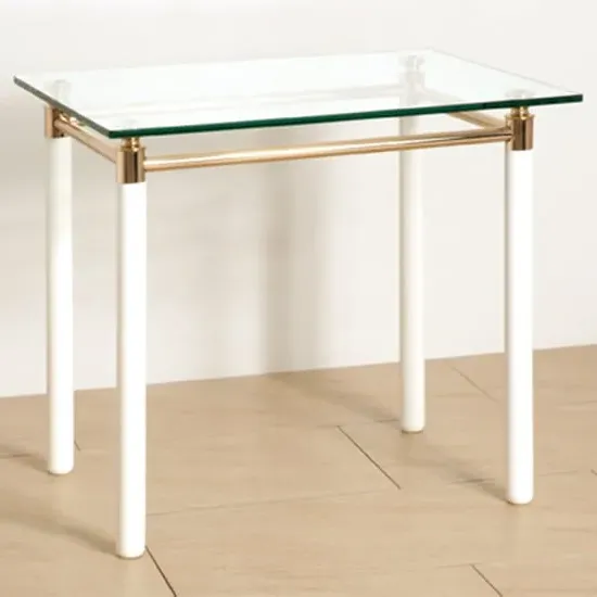 Benson Large Glass Side Table - White, Glass