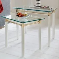 Benson Set of 2 Side Tables - White High Gloss, Glass alternate view