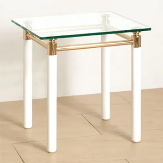 Benson Small Glass Side Table - White, Glass image