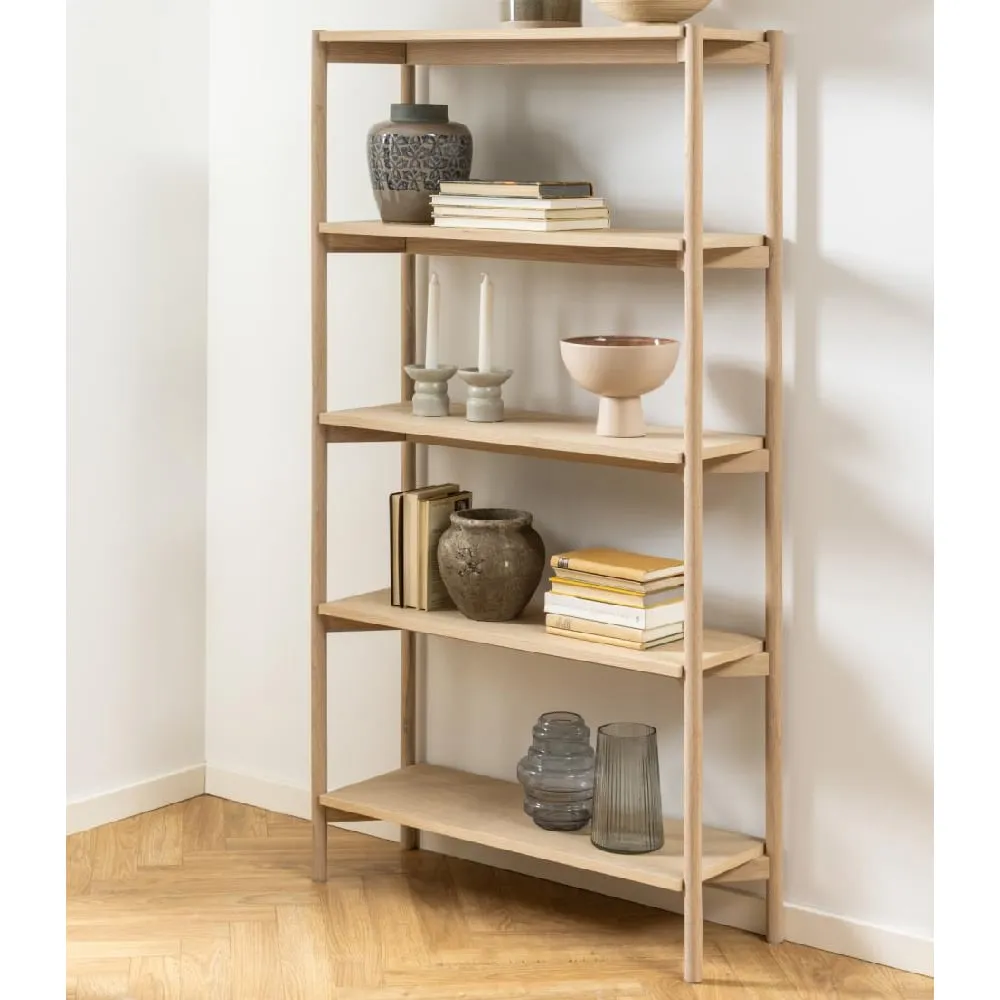 Benson Tall Bookcase with 4 Shelves - White Oak