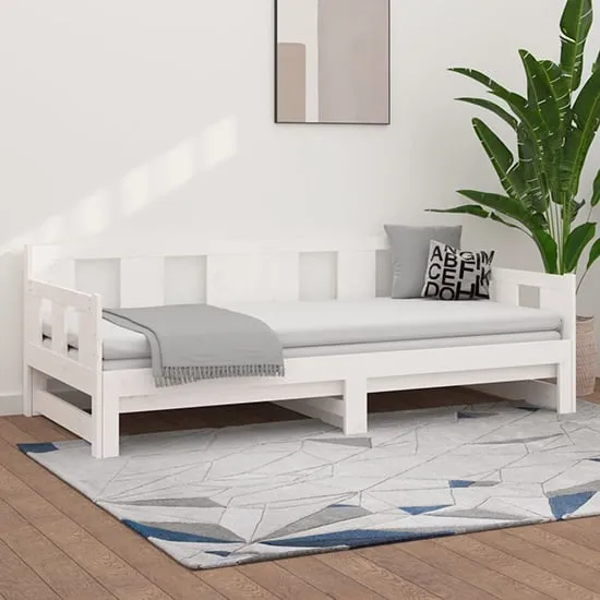 Bente Single Day Bed with Pull-out - White, Pinewood