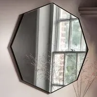 Benton Octagon Wall Mirror - Black, Metal