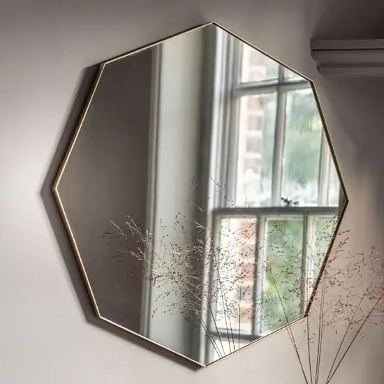 Benton Octagon Wall Mirror - Champagne, Metal