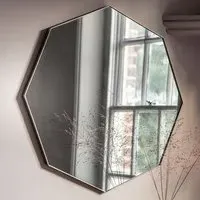 Benton Octagon Wall Mirror - Silver, Metal