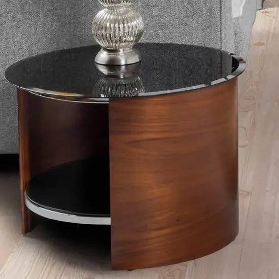 Bentwood Round Lamp Table - Walnut, Glass
