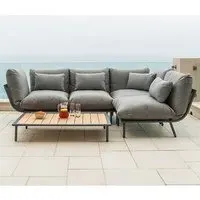 Beox Corner Lounger Set with Coffee Table - Grey, Aluminium