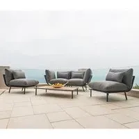 Beox Outdoor Lounger Set with Coffee Table - Grey, Aluminium