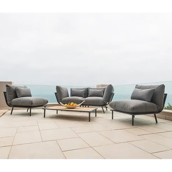 Beox Outdoor Lounger Set with Coffee Table - Grey, Aluminium