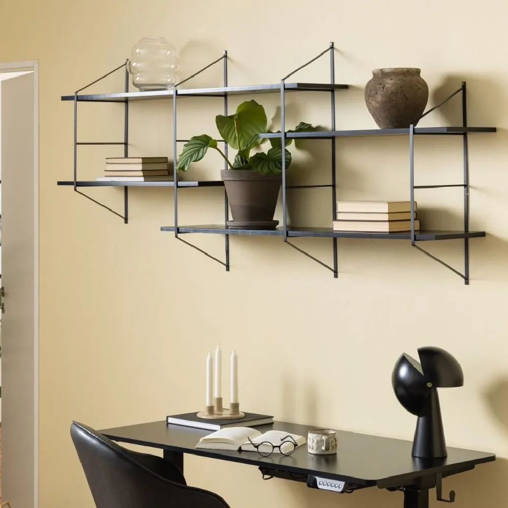 Berea Wall Hung Shelving Unit with Metal Frame - Black image
