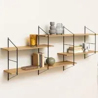 Berea Wall Hung Shelving Unit with Metal Frame - Oak