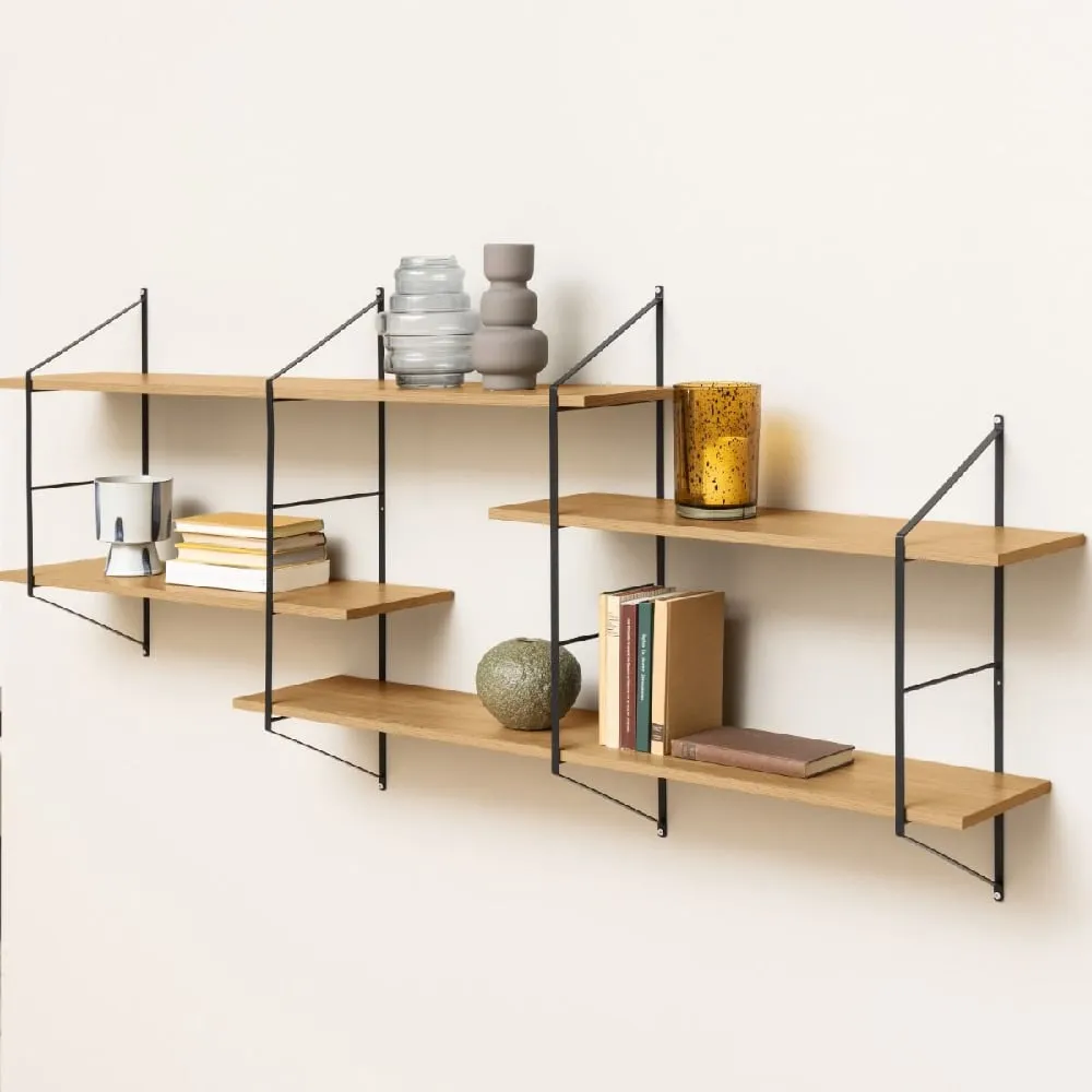Berea Wall Hung Shelving Unit with Metal Frame - Oak