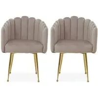 Beria Upholstered Dining Chairs Pair - Mink, Velvet