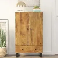 Beril Highboard with 2 Doors - Honey Brown, Mango Wood