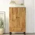 Beril Highboard with 2 Doors - Honey Brown, Mango Wood