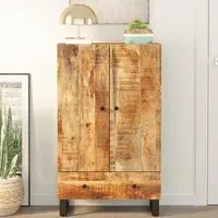 Beril Highboard with 2 Doors - Light Brown, Mango Wood