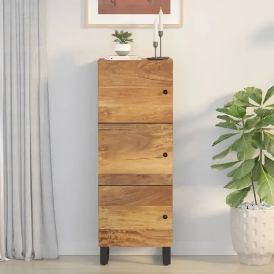 Beril Highboard with 3 Doors - Honey Brown, Mango Wood image