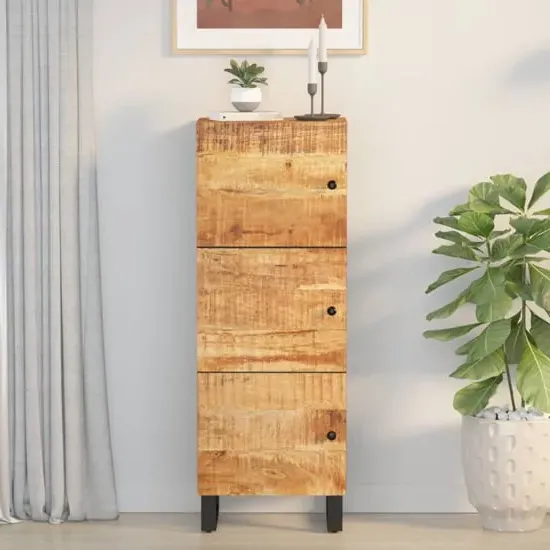 Beril Highboard with 3 Doors - Light Brown, Mango Wood