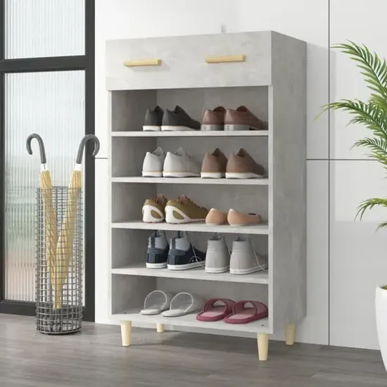 Beril Shoe Storage Cabinet with Drawer - Concrete Effect, Engineered Wood product