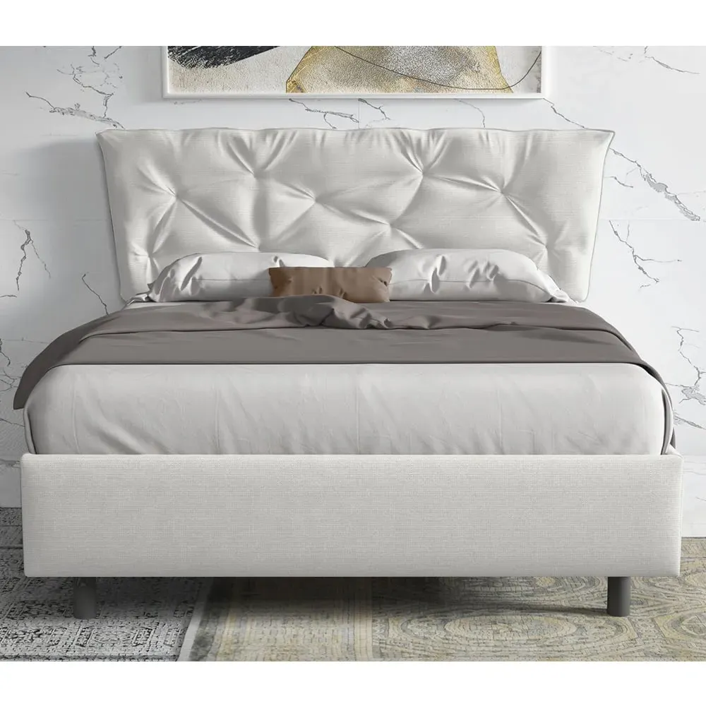Berkeley King Size Bed Frame - Ice, Fabric