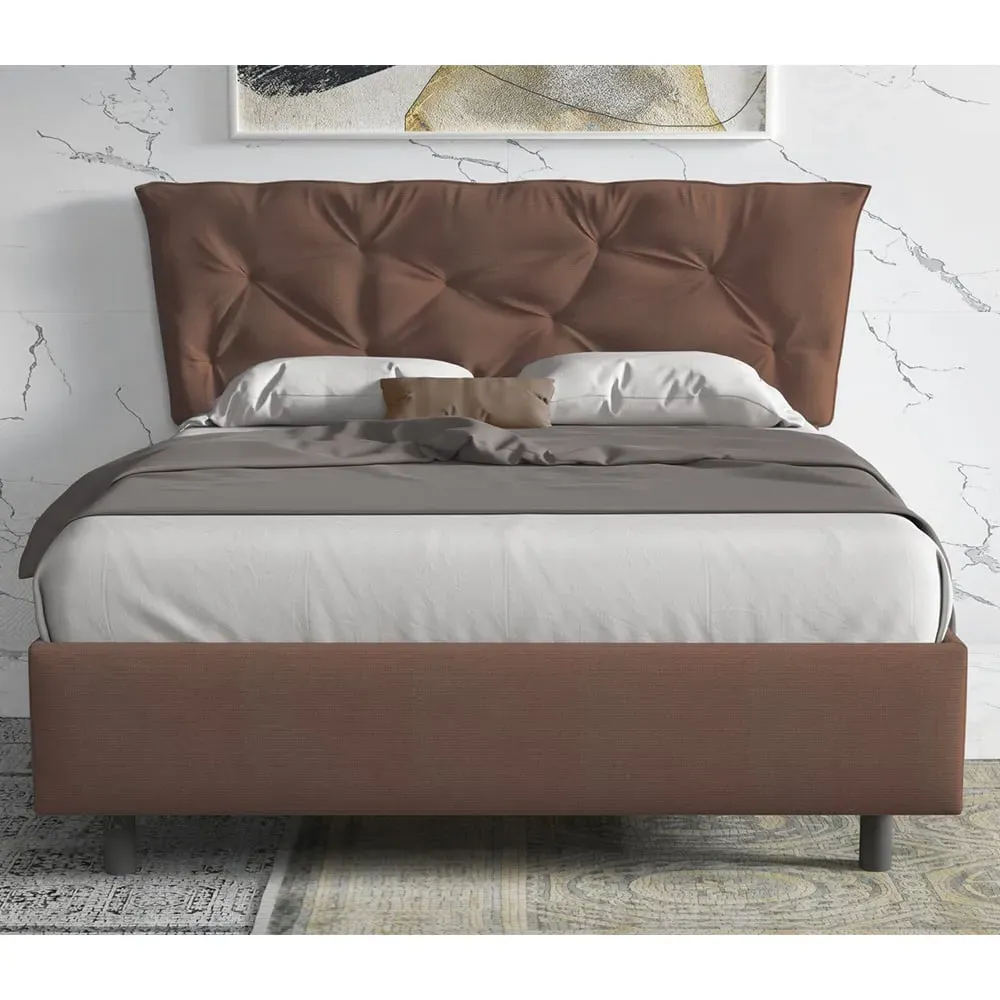 Berkeley Small Double Bed Frame - Brown, Fabric