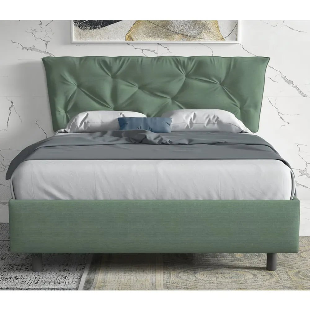 Berkeley Small Double Bed Frame - Sage Green, Fabric