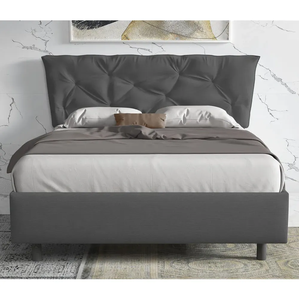 Berkeley Small Double Bed Frame - Steel Grey, Fabric