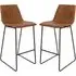 Berlin Bar Stools with Footrest - Caramel Maple, PU Leather