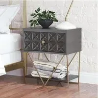 Berlin Bedside Cabinet with Drawer - Black, MDF