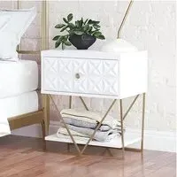 Berlin Bedside Cabinet with Drawer - White, MDF