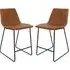 Berlin Counter Stools with Footrest - Caramel Maple, PU Leather