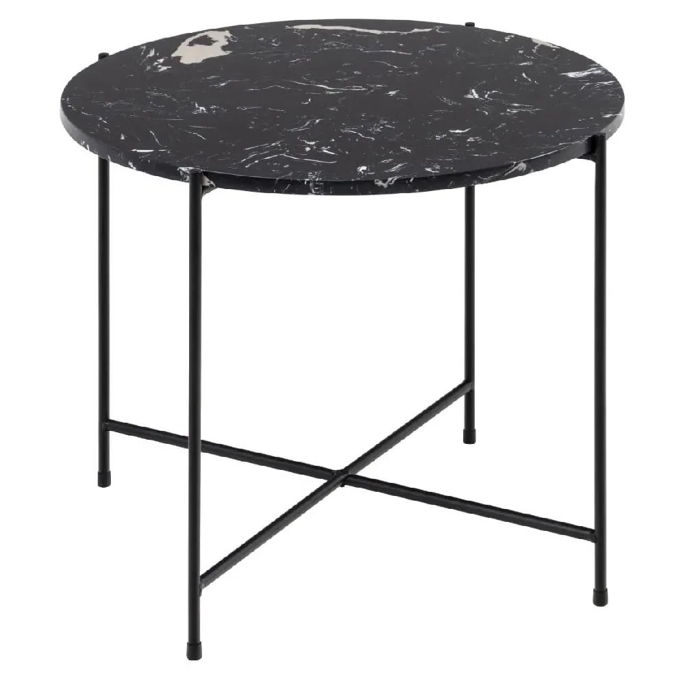 Berlin Large Round Side Table - Black, Marble