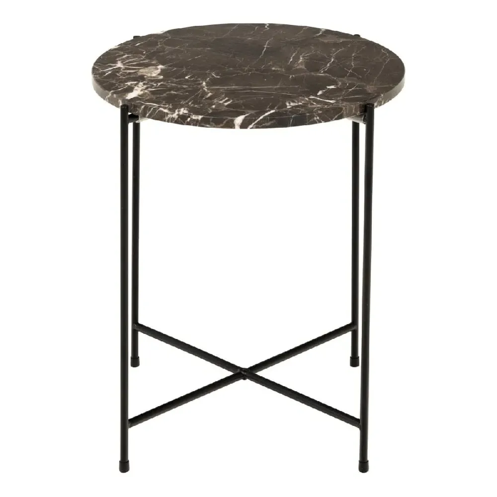 Berlin Small Round Side Table - Brown, Marble