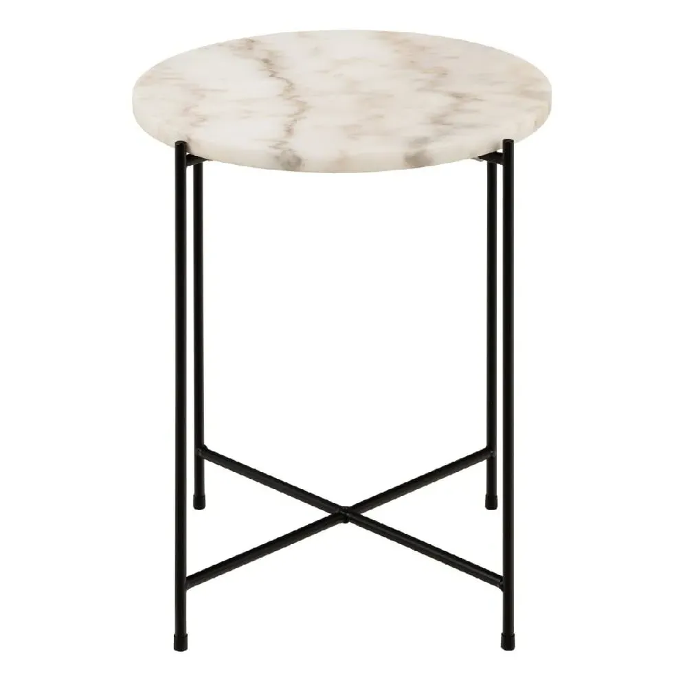 Berlin Small Round Side Table - White, Marble