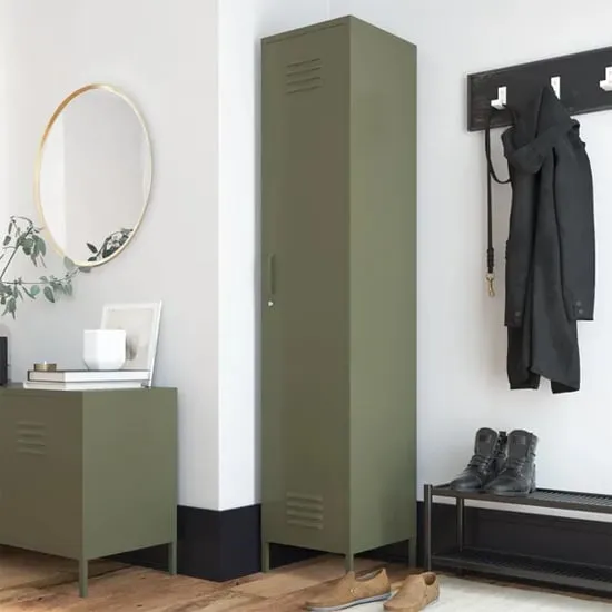 Berlin Tall Storage Cabinet - Green, Metal
