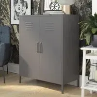 Berlin Tall Storage Cabinet - Grey, Metal