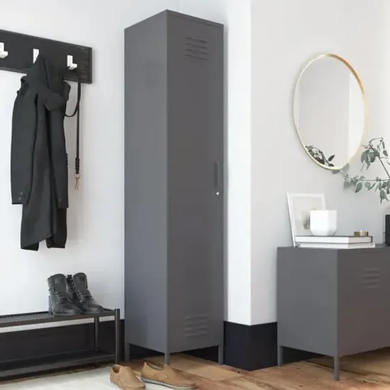 Berlin Tall Storage Cabinet - Grey, Metal