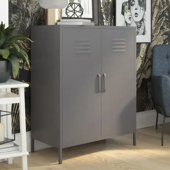 Berlin Tall Storage Cabinet - Grey, Metal